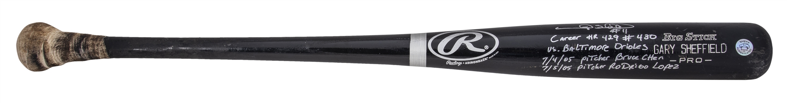 2005 Gary Sheffield Game Used, Signed & Inscribed Rawlings 170B Model Bat Used to Hit Career HR #s 429 & 430 (PSA/DNA)